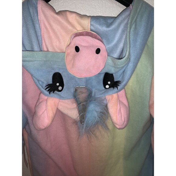 Unicorn Sweet Treats Comfy One Piece Hooded Pajamas Adult Woman Sz Large - Picture 8 of 8